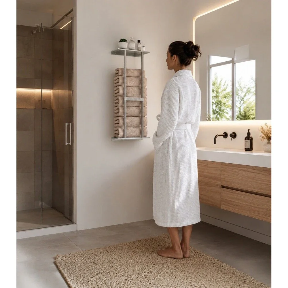 Bathroom Rolled Towel Rack Storage Wall Mounted 30 inch Space Saving Storage NEW